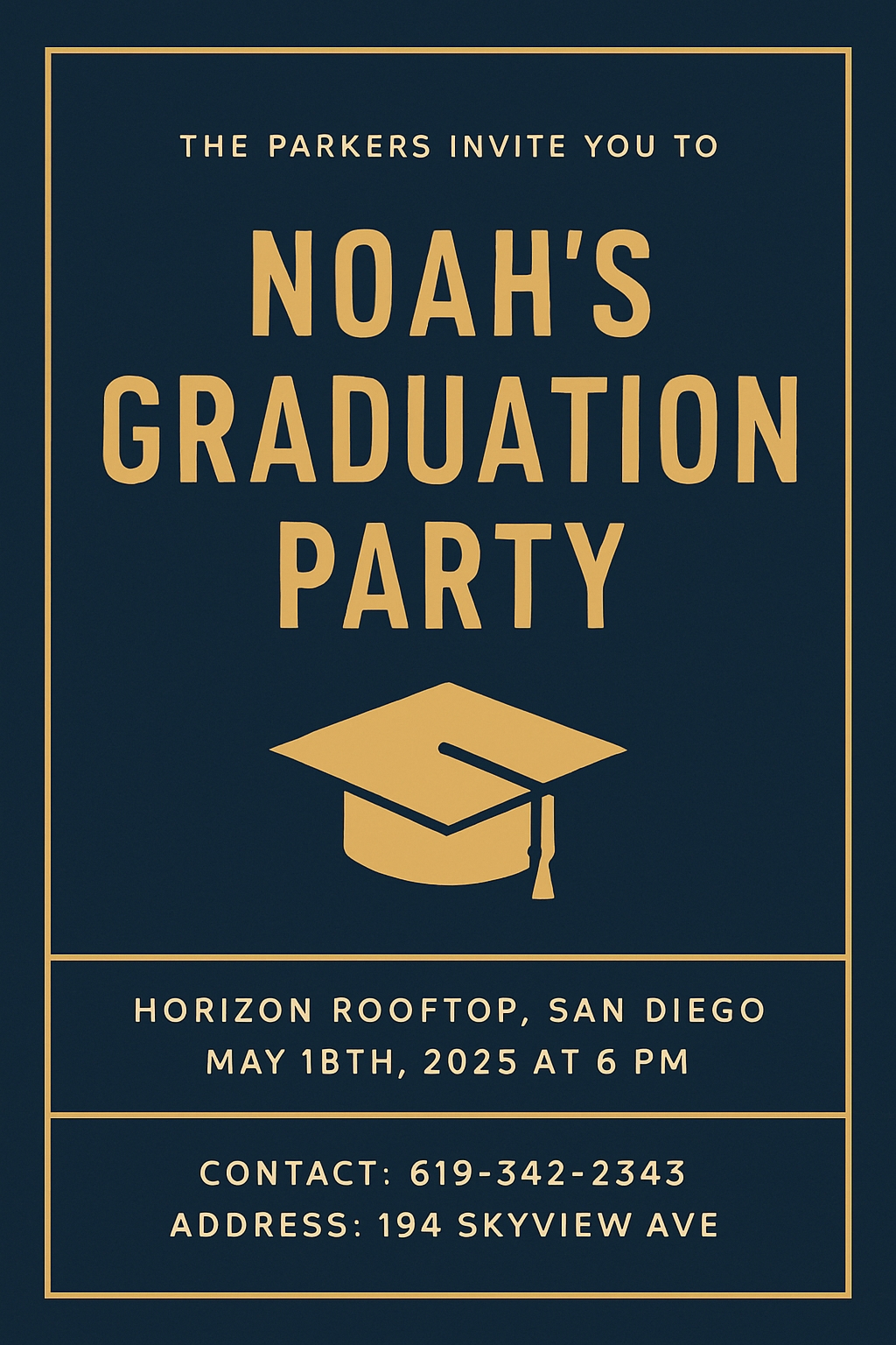Elegant Navy Gold Graduation Party Invitation Poster