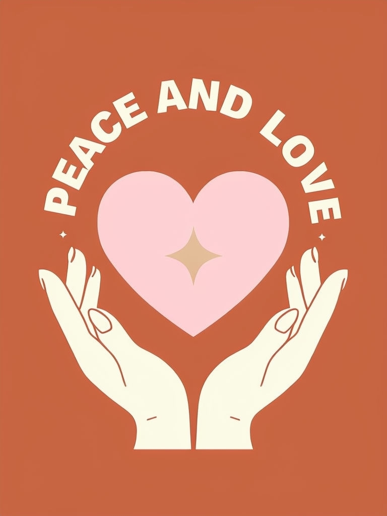 Peace and Love Minimalist Heart Design T-Shirt