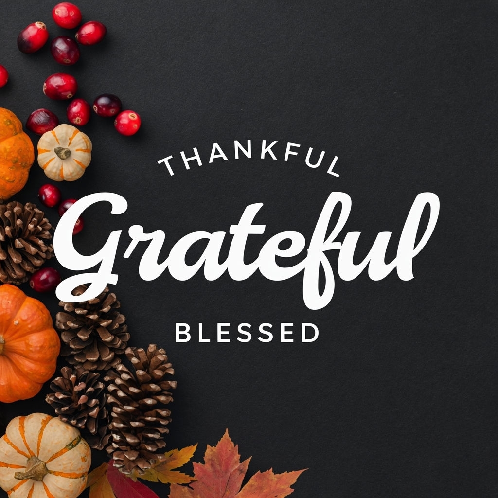 Thankful Grateful Blessed Thanksgiving Graphic Design Social Media Post