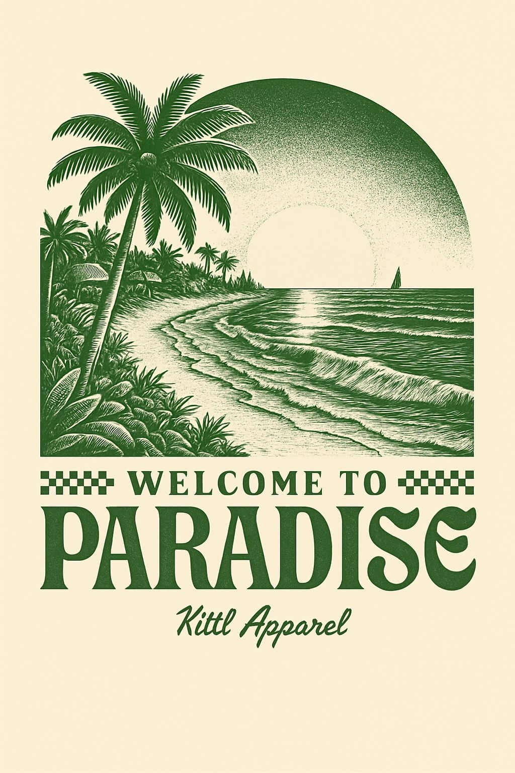 Tropical Beach Paradise Vintage Illustration T-Shirt
