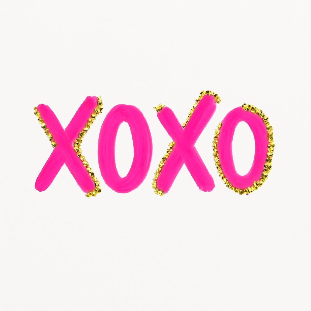 Vibrant Hot Pink XOXO Hand-Painted Glitter Sticker