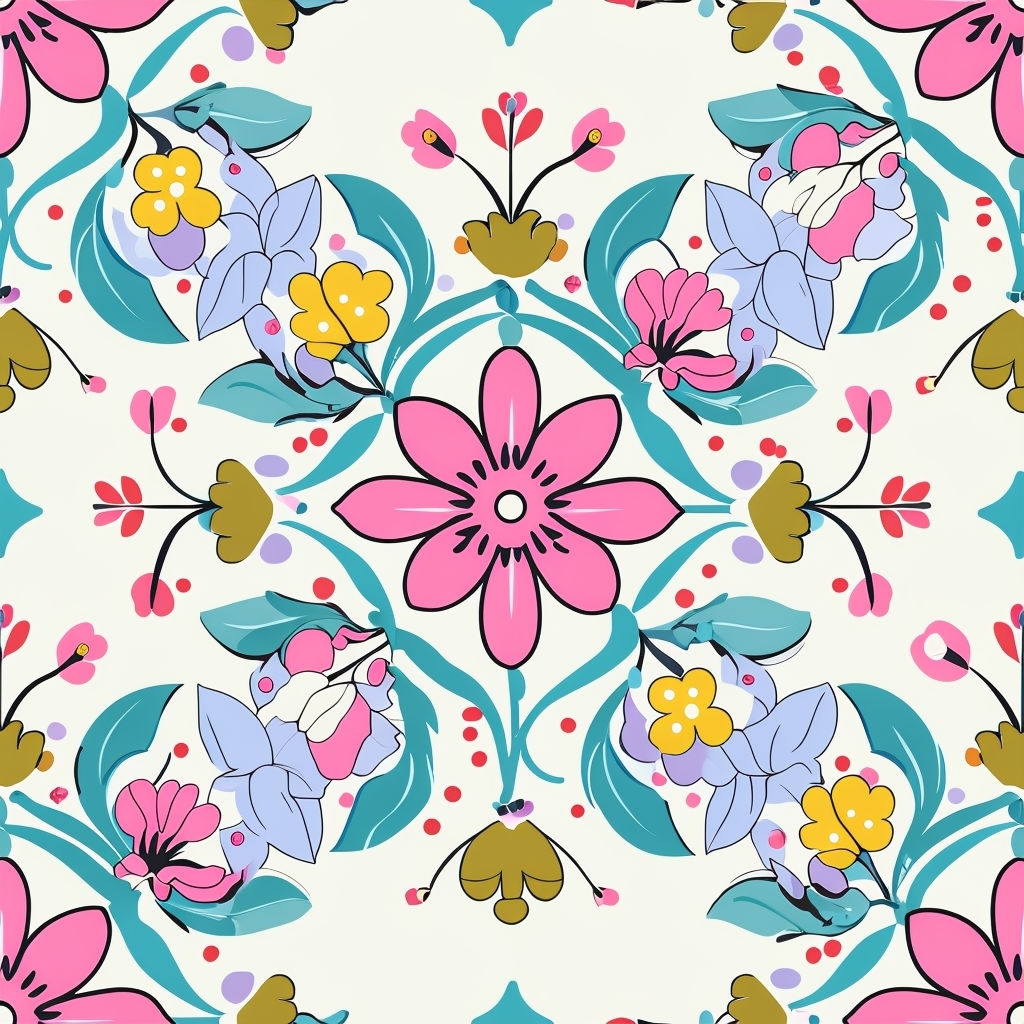 Vibrant Floral Seamless Pattern with Pink and Yellow Flowers