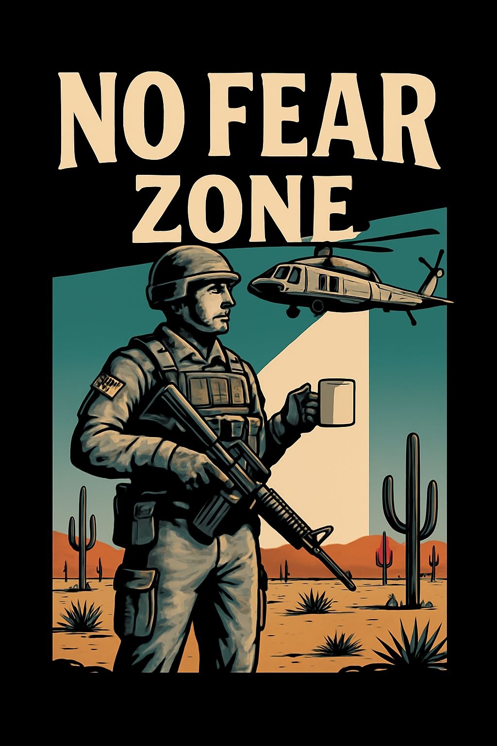 Vintage Comic Style Motivational No Fear Zone T-Shirt