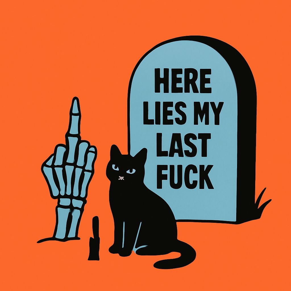 Humorous Dark Humor Gravestone and Cat Illustration T-shirt