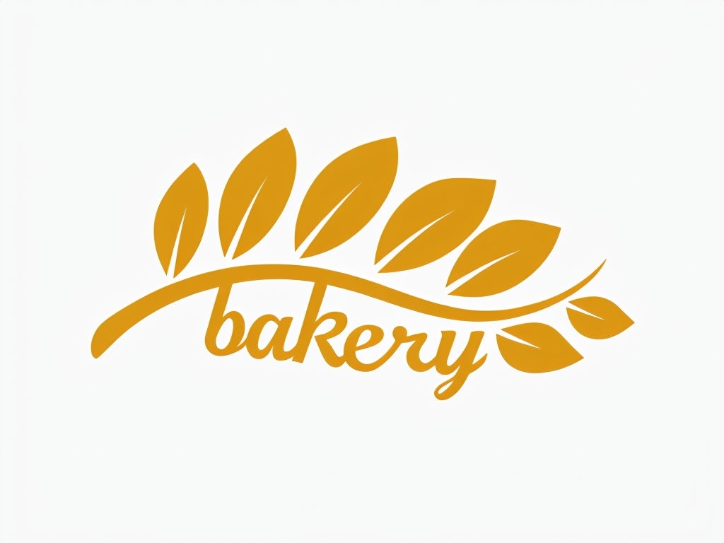 Minimalist Golden Yellow Leaf Bakery Logo Design