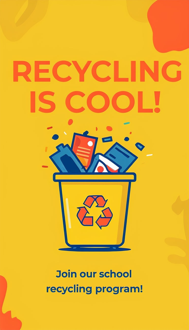 Cheerful Recycling Bin Instagram Story for Students Social Media Post