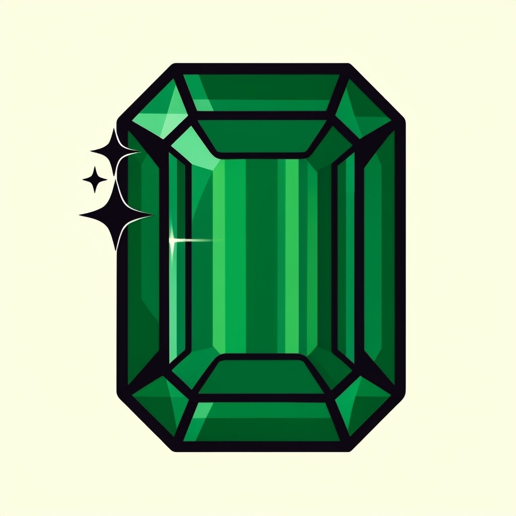 Elegant Emerald Gemstone Illustration Sticker