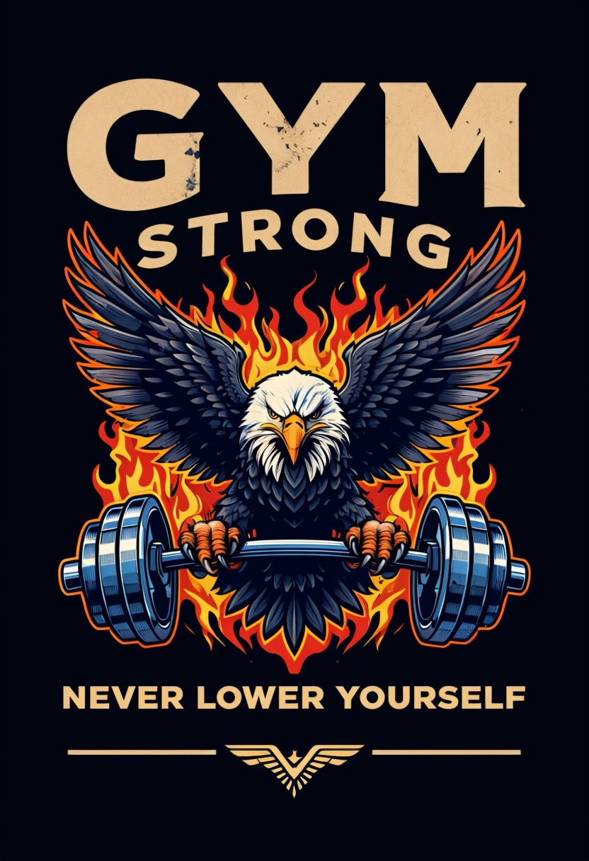 Vintage Gym Strong Bald Eagle Motivational T-Shirt
