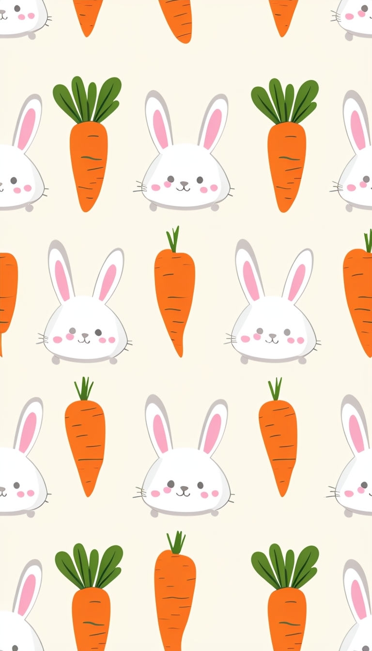 Playful Bunny Faces and Carrots Cute Pattern Phone Case Cover