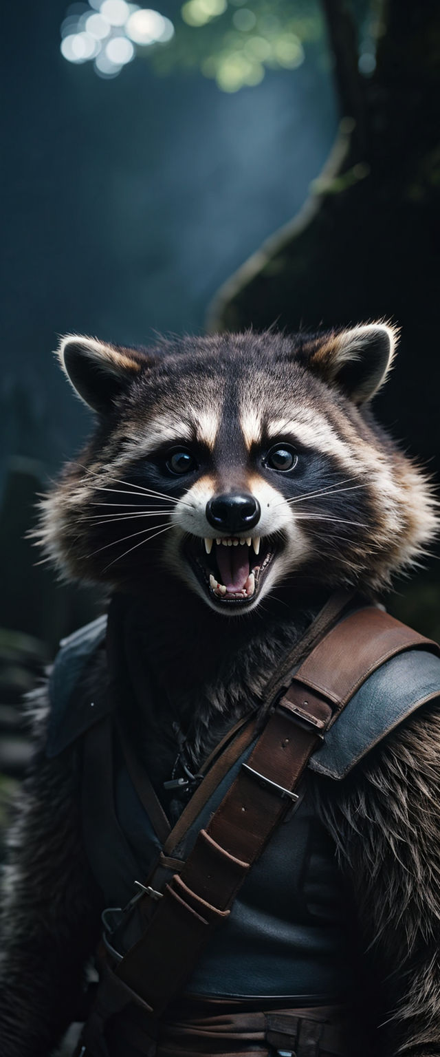 A beautiful image of an angry raccoon