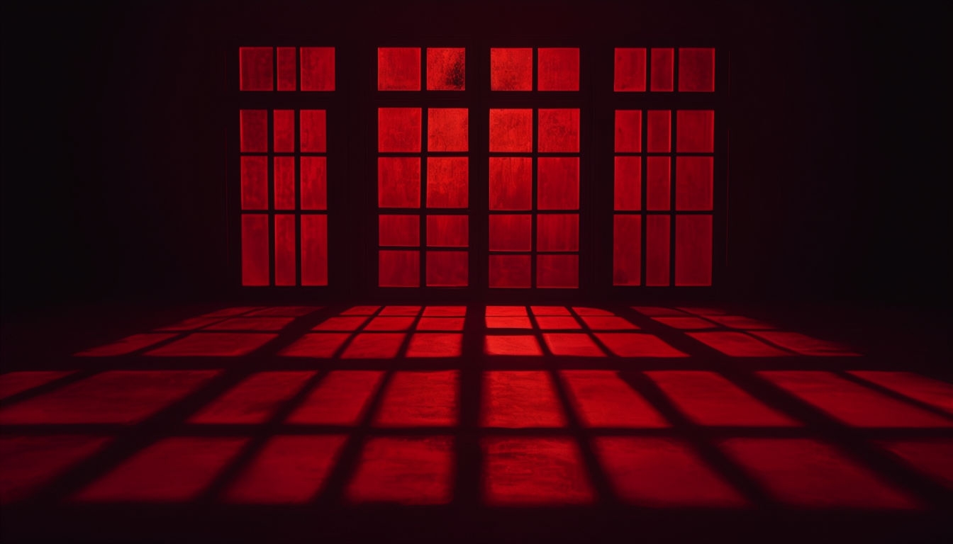 Red Light Projection Interior with Dramatic Shadows Background