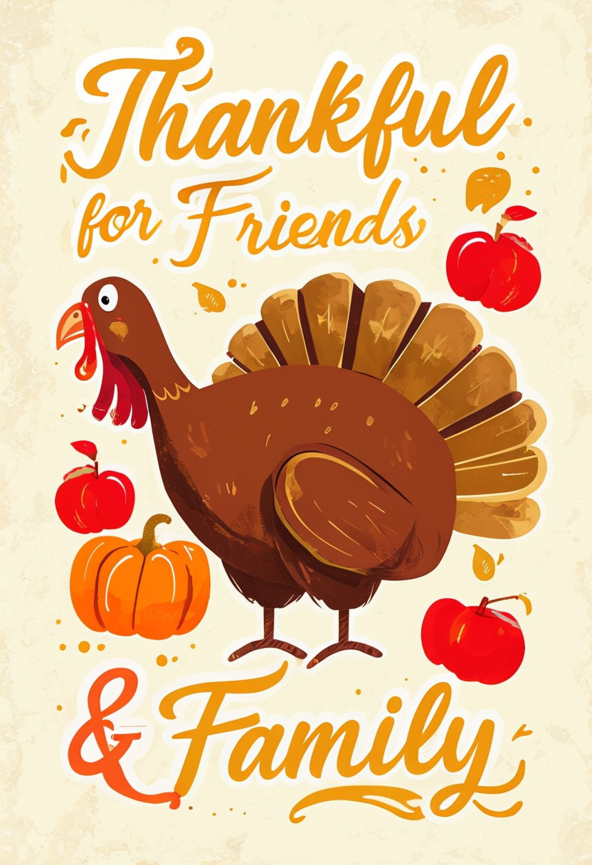 Retro Thanksgiving Turkey Greeting Poster