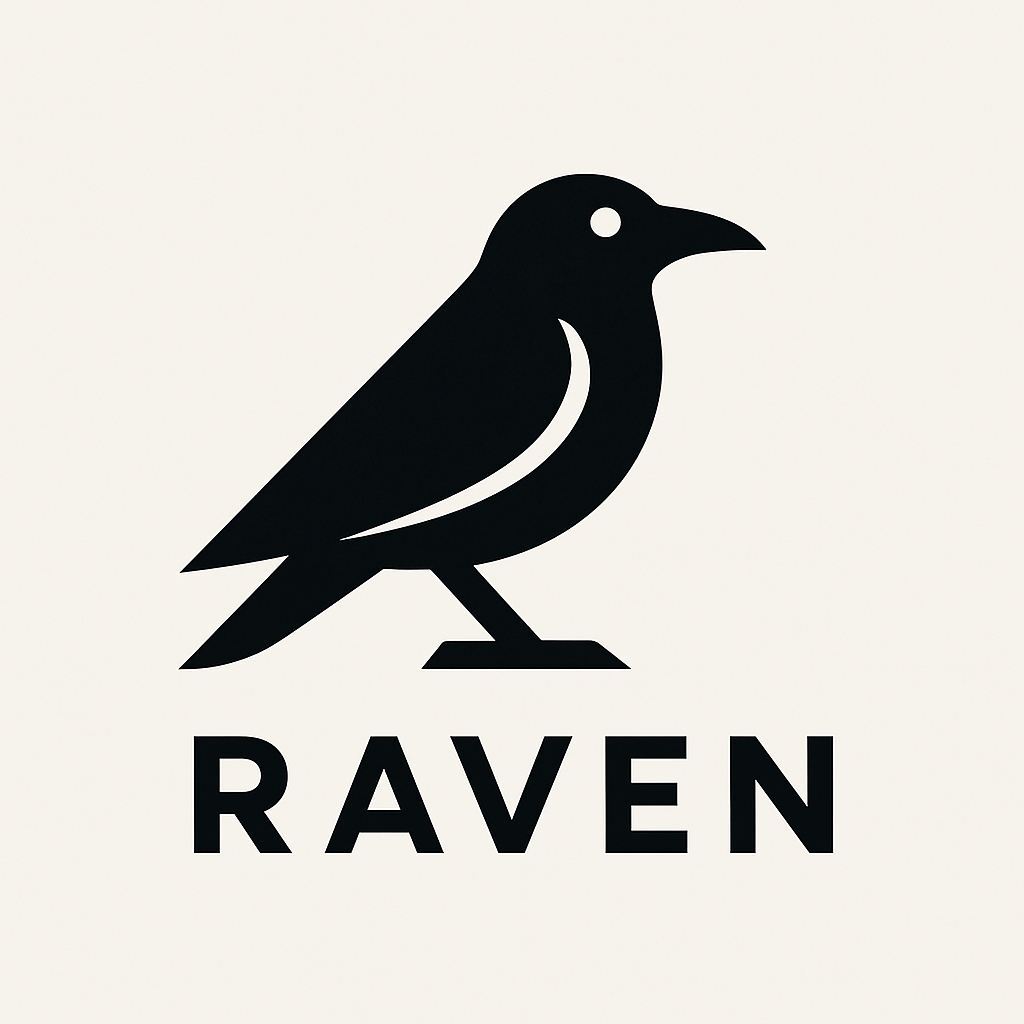 Minimalist Black Raven Silhouette Logo Design