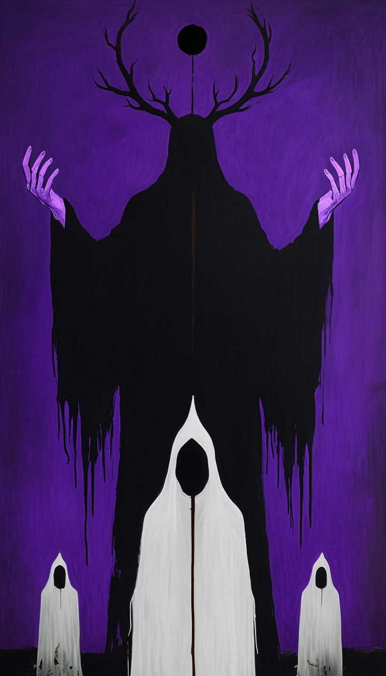 Eerie Shadowy Figure in Purple Background Mobile Wallpaper