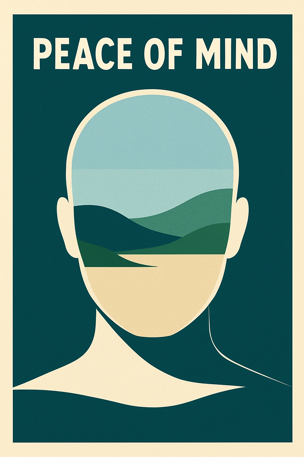Minimalist Peace of Mind Landscape Inside Head Poster