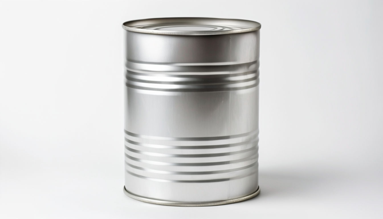 Metallic Silver Ribbed Tin Can Minimalist Art Poster