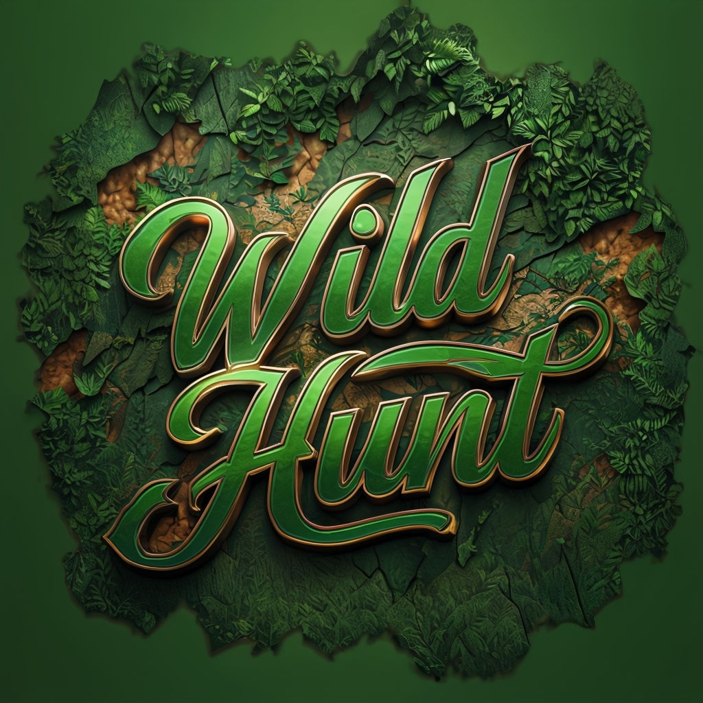 Stylized Wild Hunt Text with Forest Elements Art