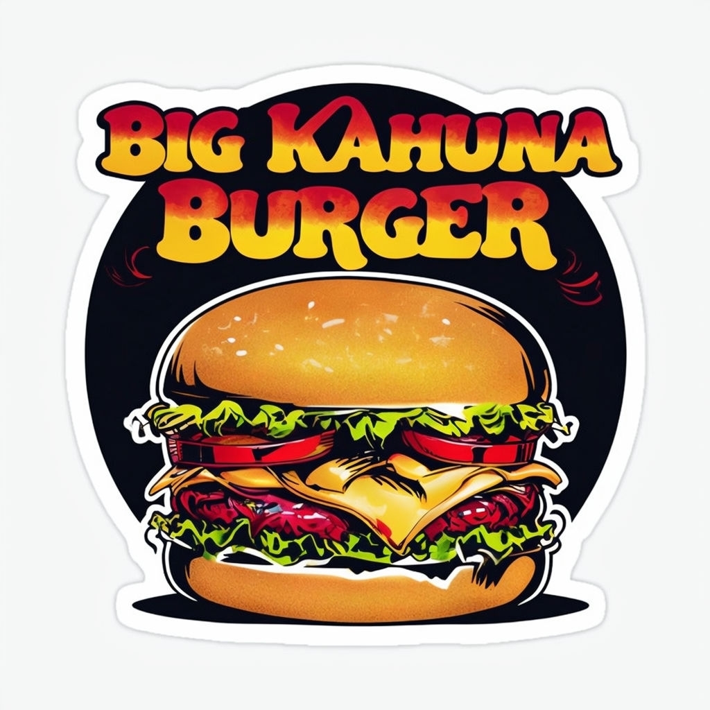 Vibrant Big Kahuna Burger Sticker Design with Colorful Ingredients