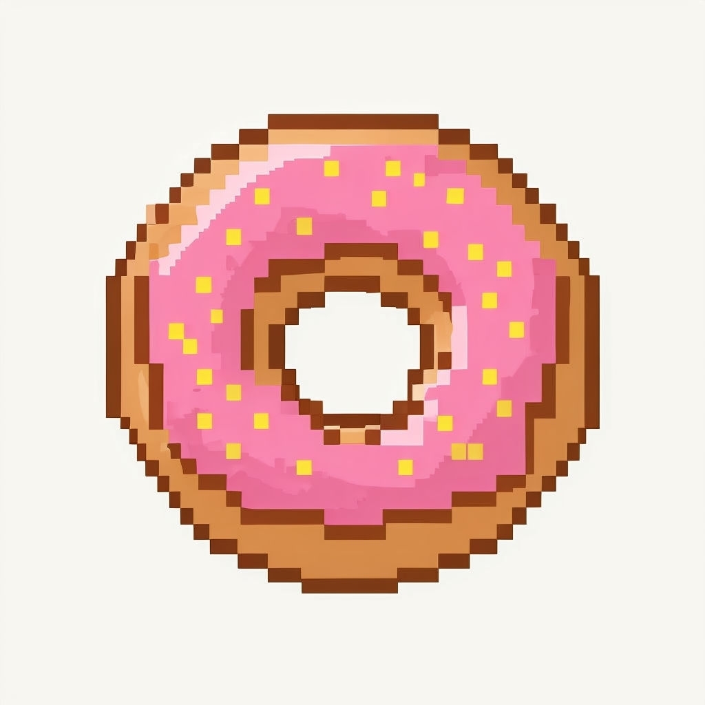 Pixel Art Pink Frosted Donut with Sprinkles Sticker