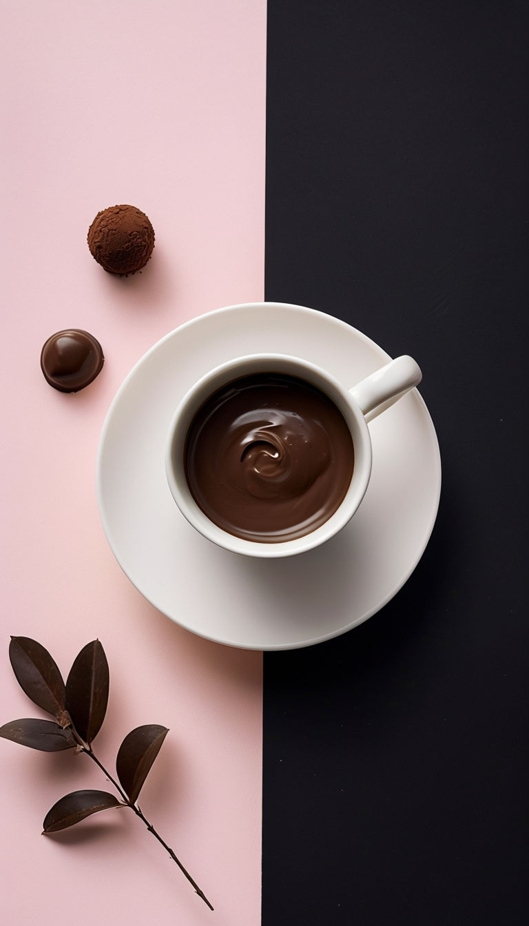 Minimalist Ceramic Cup with Chocolate Still Life Mobile Wallpaper