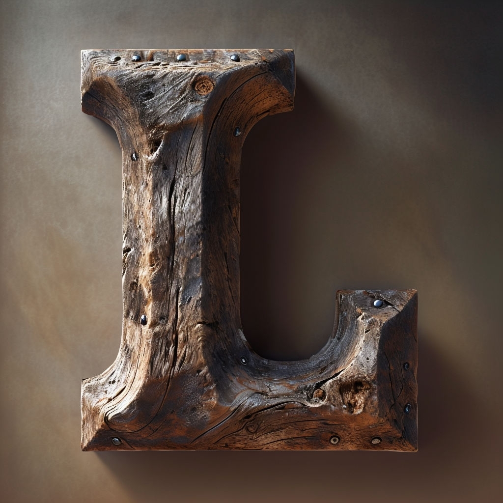 Rustic 3D Letter L in Aged Wood with Industrial Touch Monogram