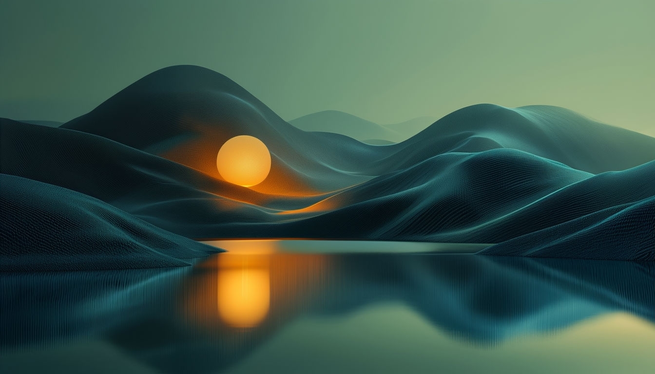 Tranquil Abstract Landscape with Reflective Water Virtual Background
