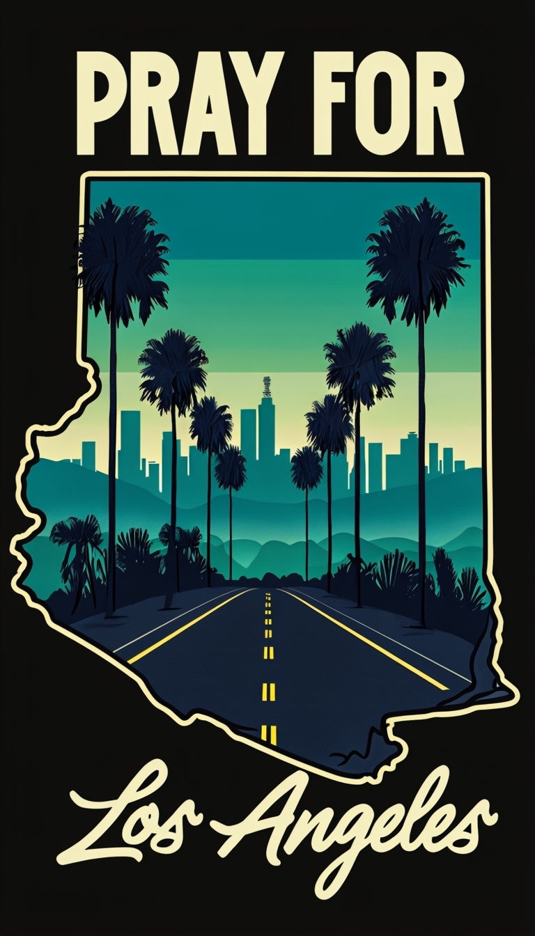 Vintage Travel Poster of Los Angeles with Scenic Landscape Design Poster