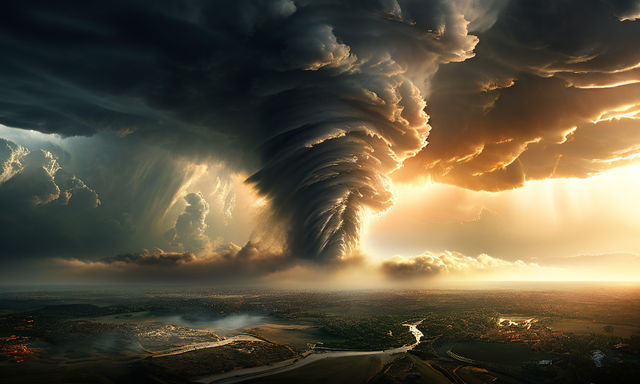 Create a photorealistic image depicting a tornado viewed fro... by MrT ...
