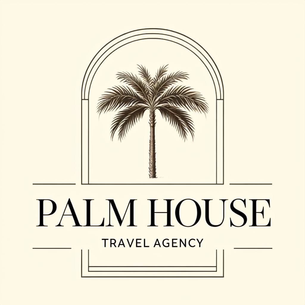 Elegant Minimalist Palm House Travel Agency Logo