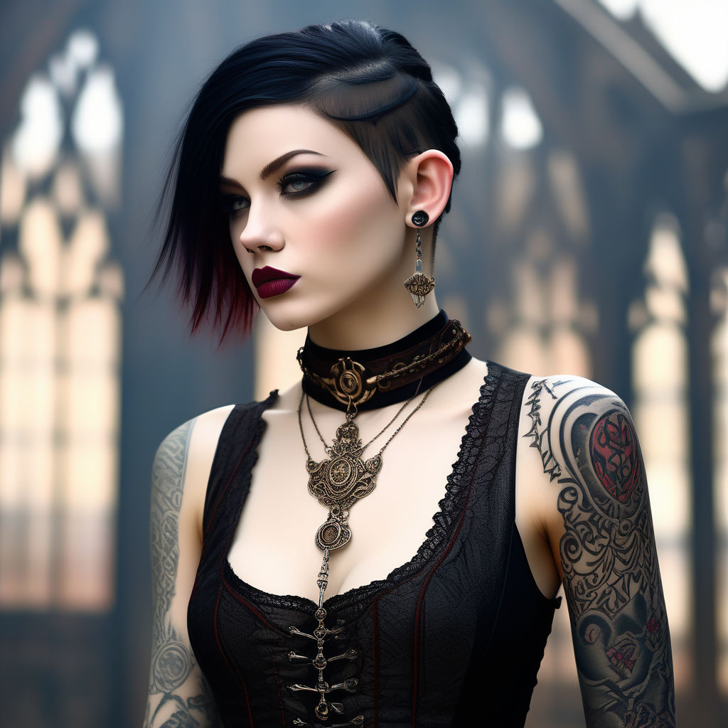 Short black hair ((Beautiful Gothic Goddess))