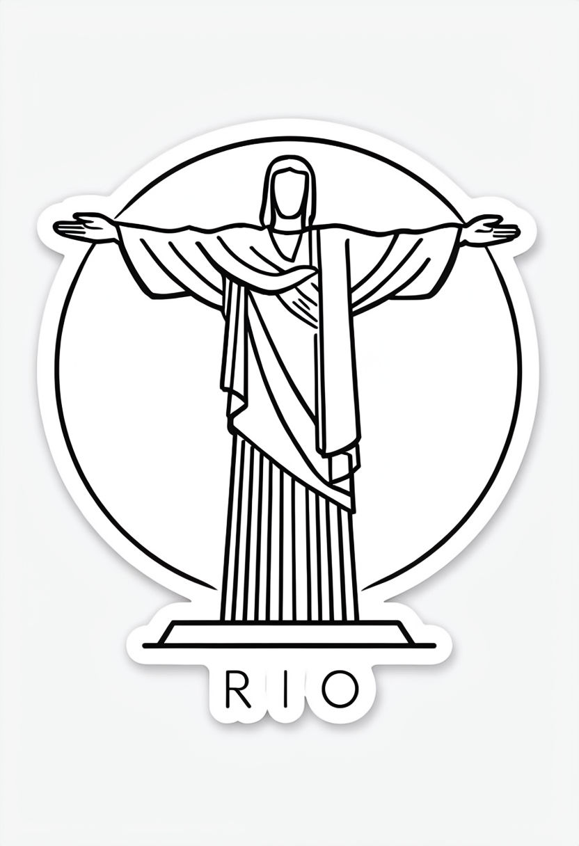 Minimalist Christ the Redeemer Line Drawing Sticker