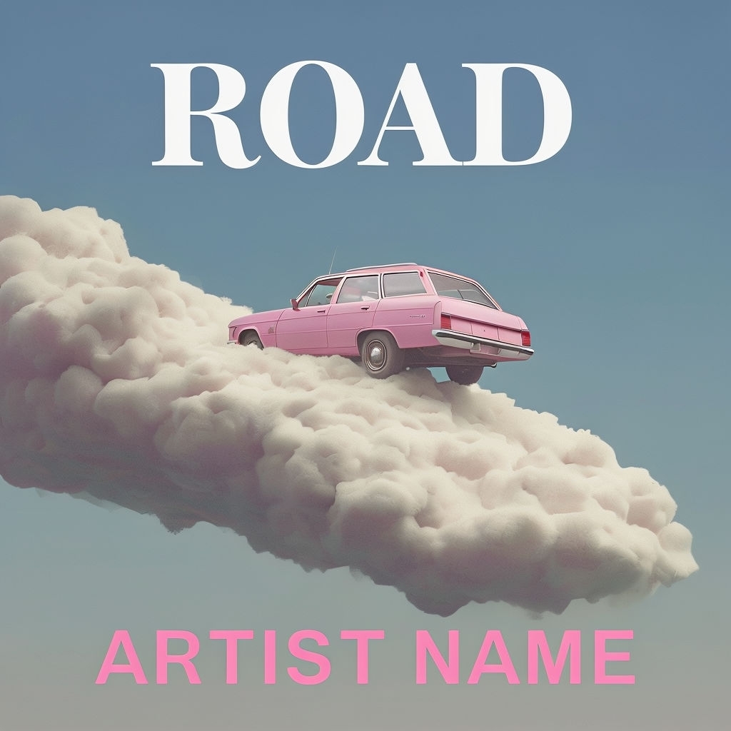 Surreal Pink Vintage Station Wagon Floating on Cloud Album Cover