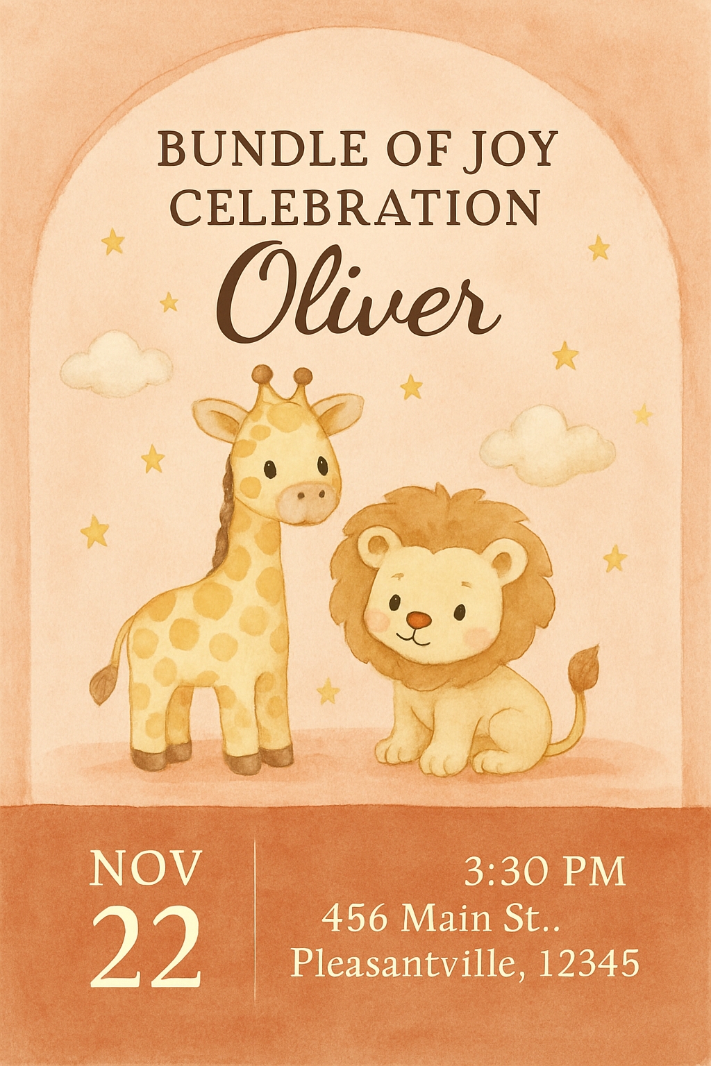 Whimsical Watercolor Animal Invitation for Bundle of Joy Celebration Cards & Invites