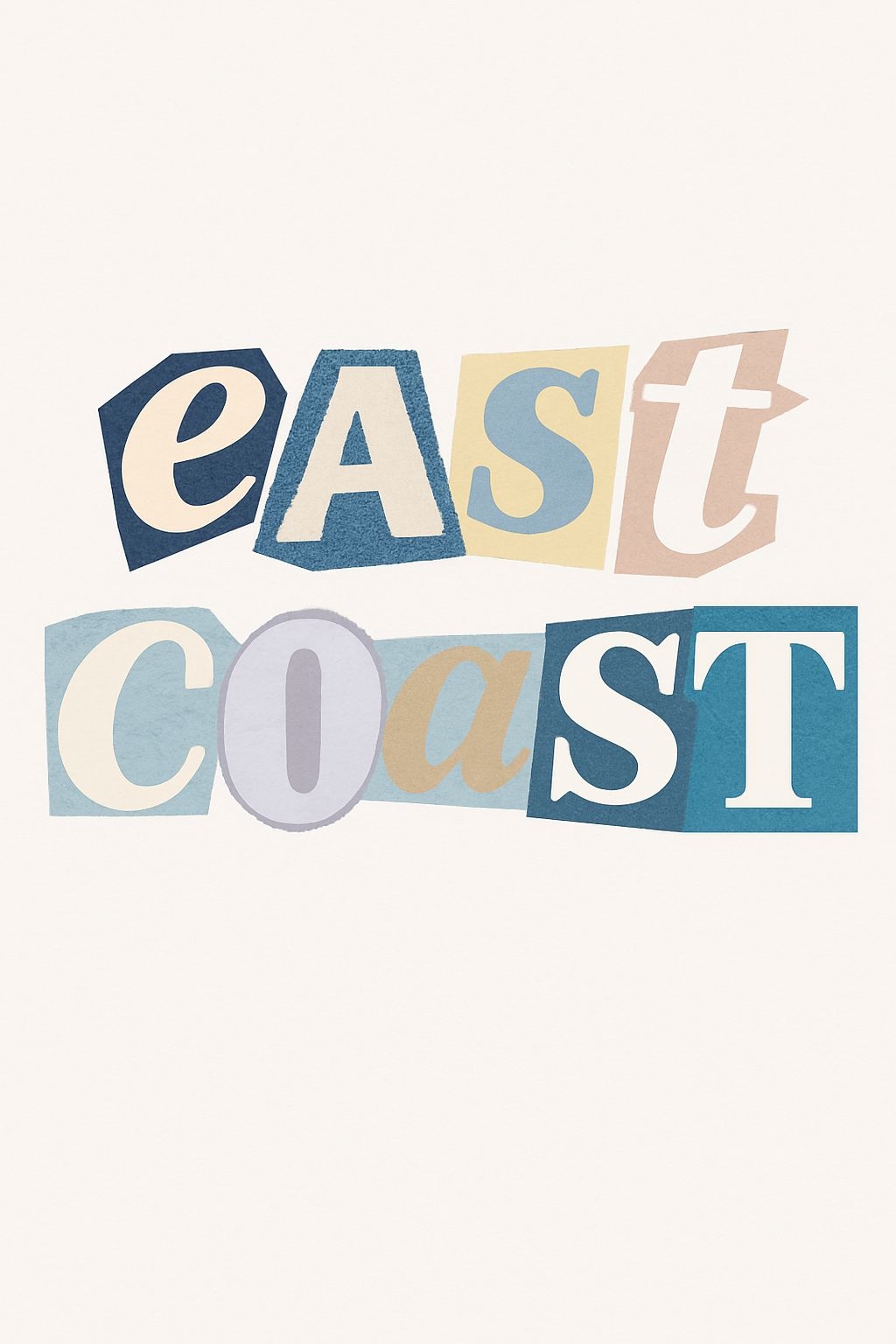 East Coast Minimalist Colorful Collage Typography T-Shirt