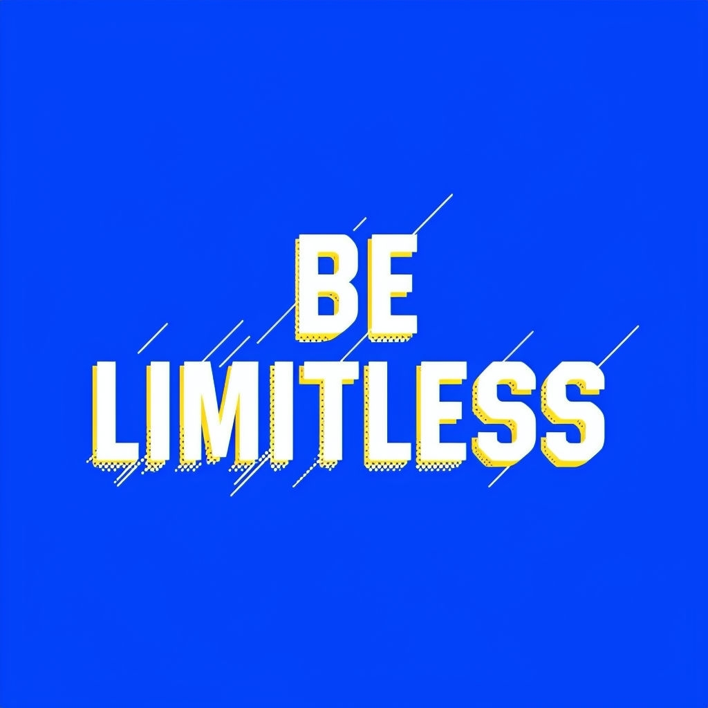 Bold Electric Blue 'Be Limitless' Motivational T-Shirt