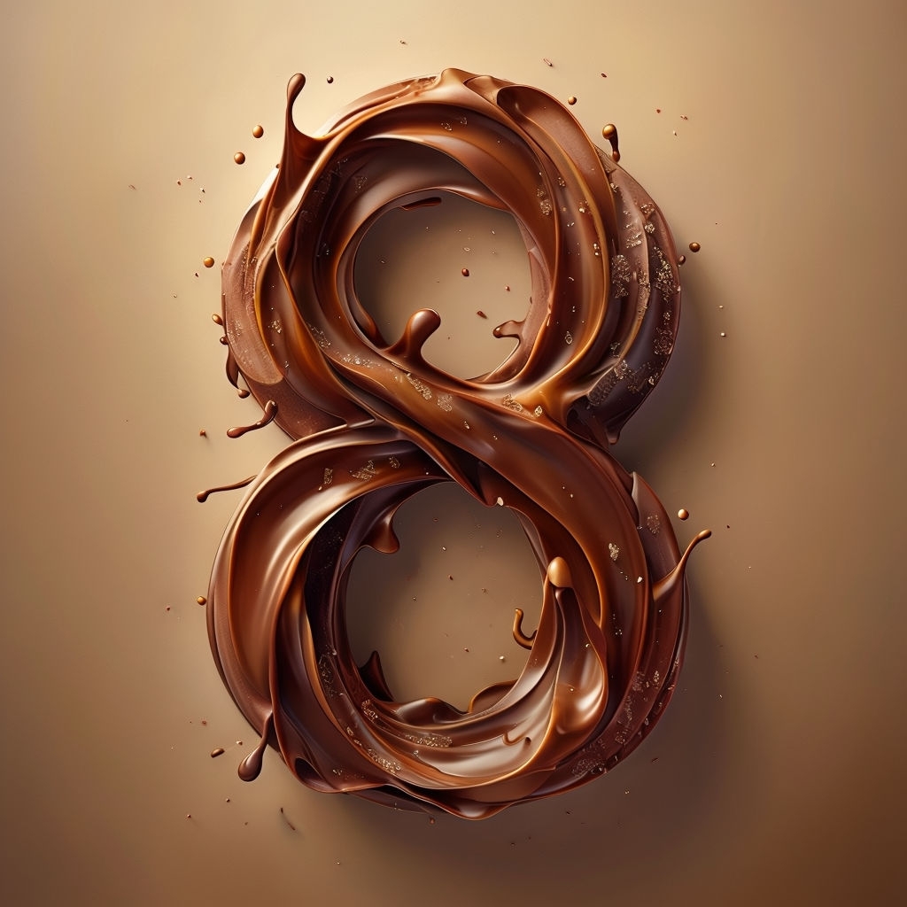 Elegant Molten Chocolate Number 8 Digital Artwork Monogram