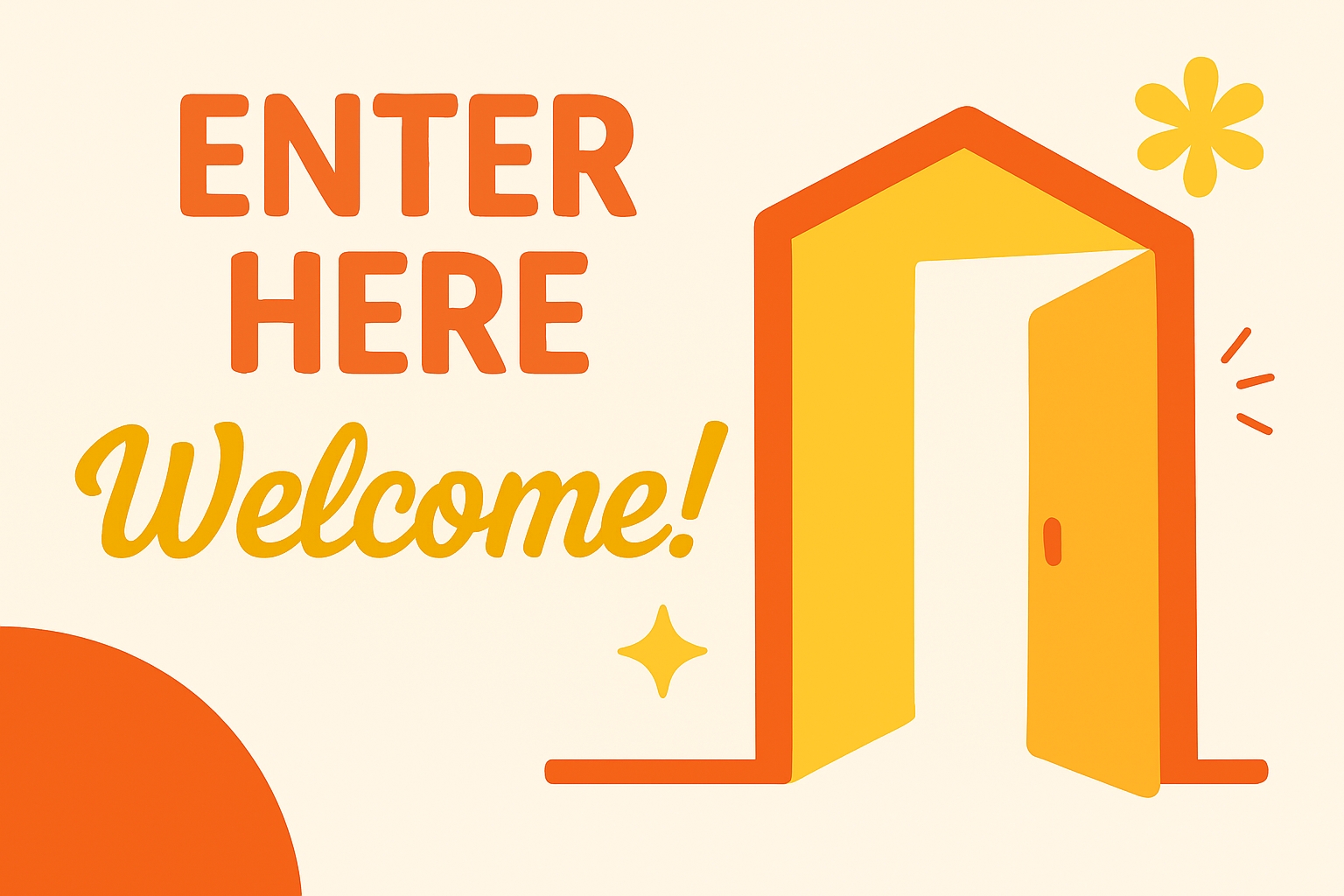 Inviting Minimalist Enter Here Welcome Sign Design for Events