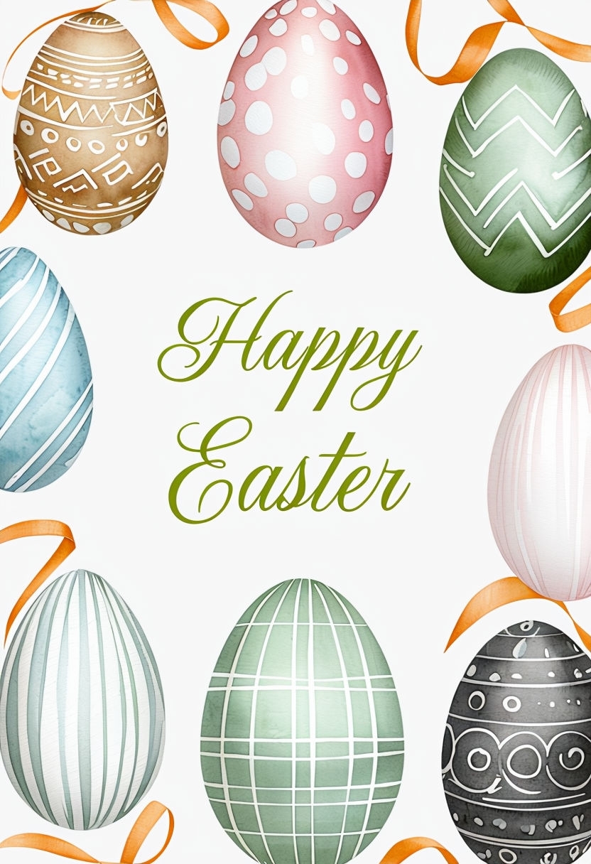 Elegant Watercolor Happy Easter Greeting Card Design