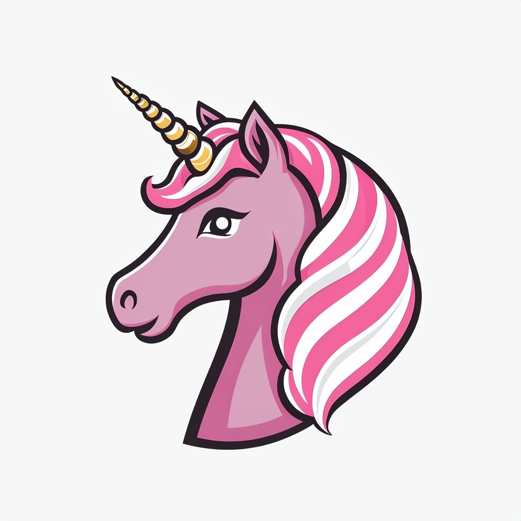 Minimalist Cartoon Unicorn Head Illustration Sticker