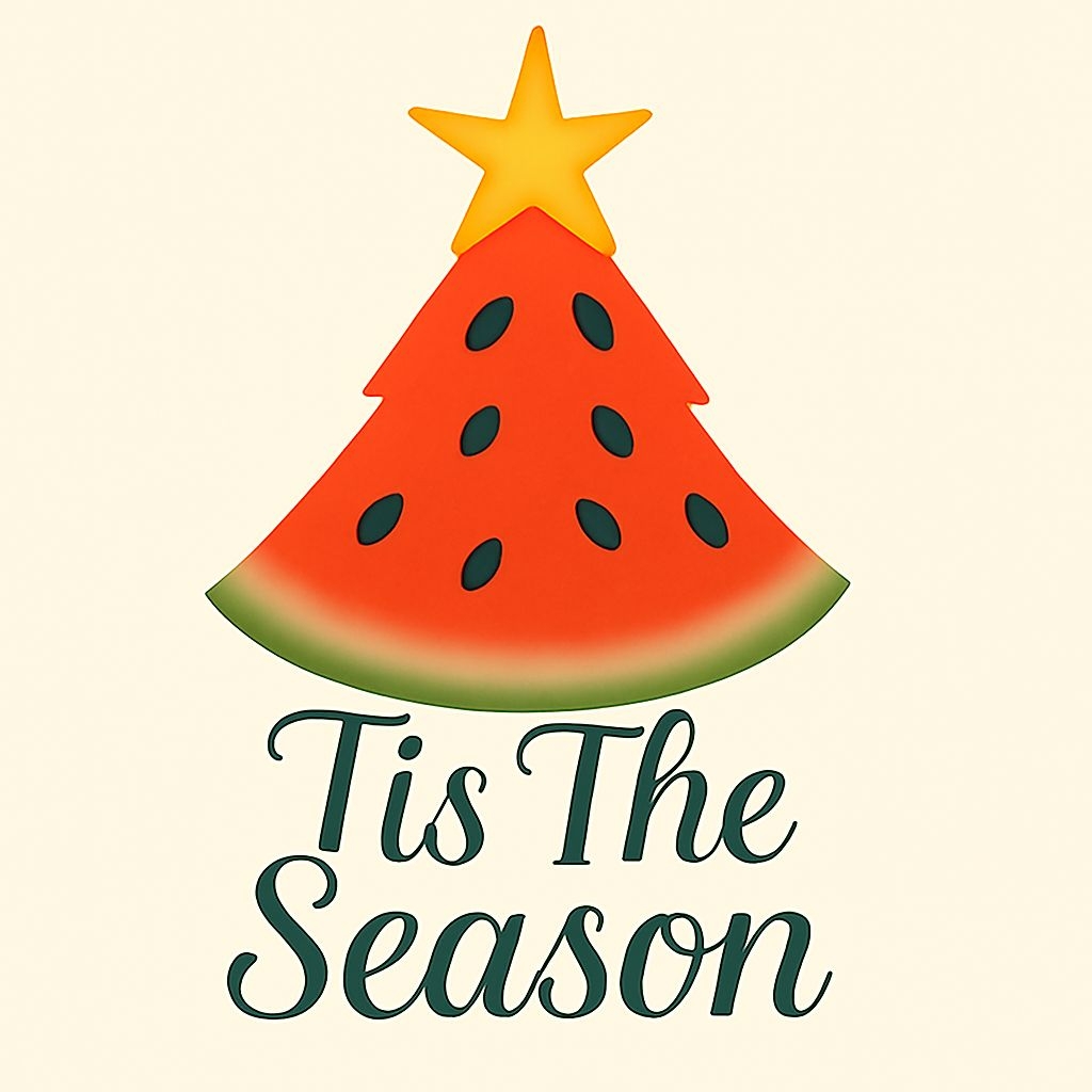 Whimsical Watermelon Christmas Tree Illustration Sticker