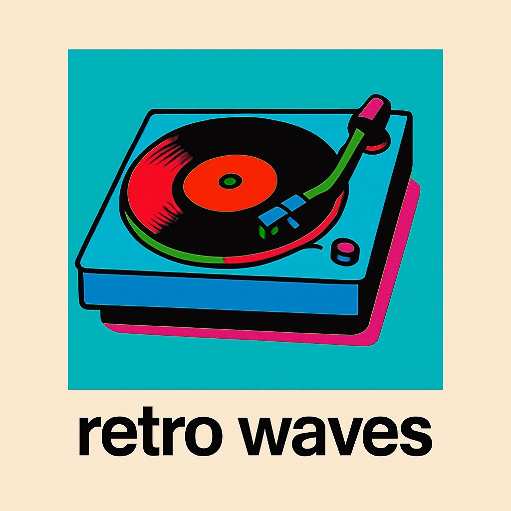 Vibrant Retro Waves Record Player Digital Art for Spotify Album Cover