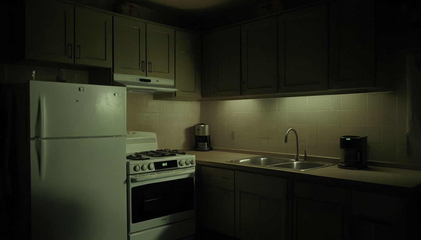 Dimly Lit Cozy Kitchen Interior Atmosphere Virtual Background