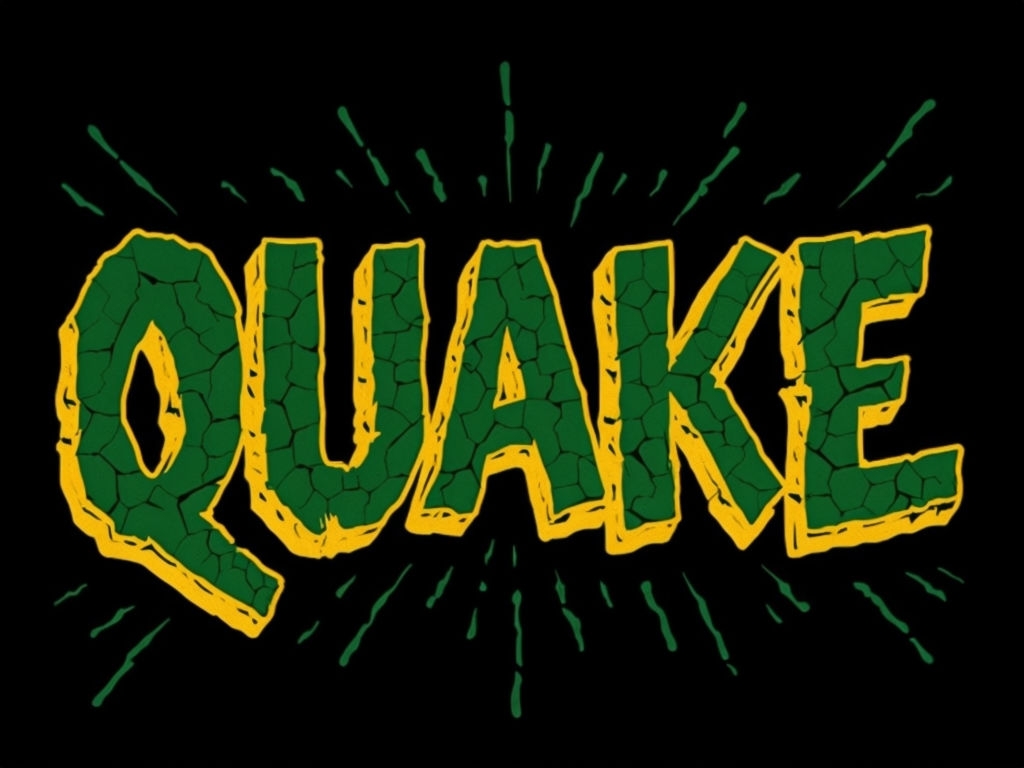 Bold Green Cracked Earth QUAKE Typography T-Shirt