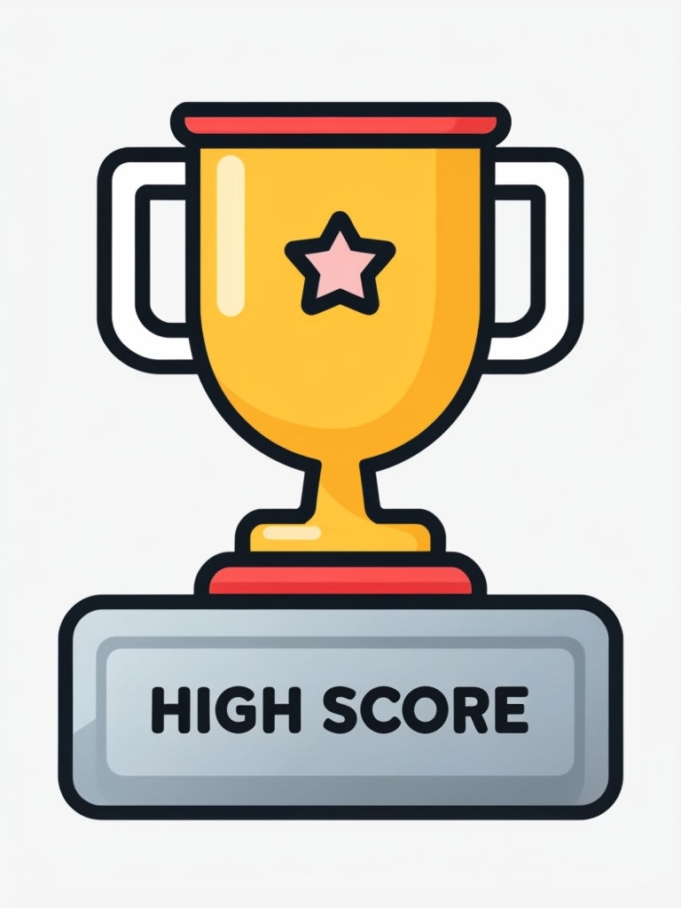 Golden Trophy with High Score Text Icon Sticker
