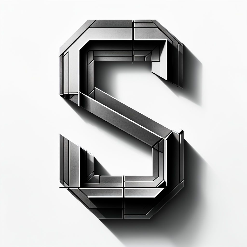 Modern Geometric 'S' Letter Design in Monochrome Tones Monogram