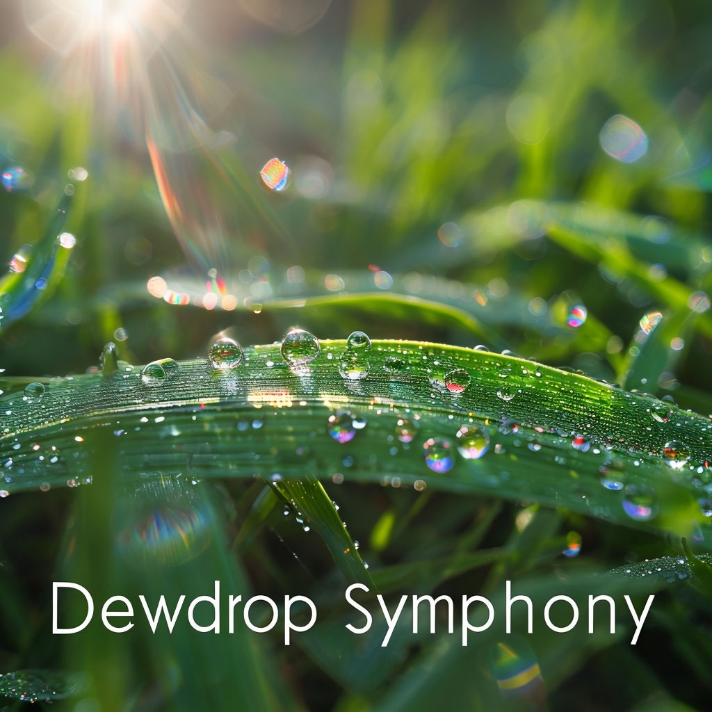 Dewdrop Symphony on Lush Green Leaves with Sunlight Effects Spotify Album Cover