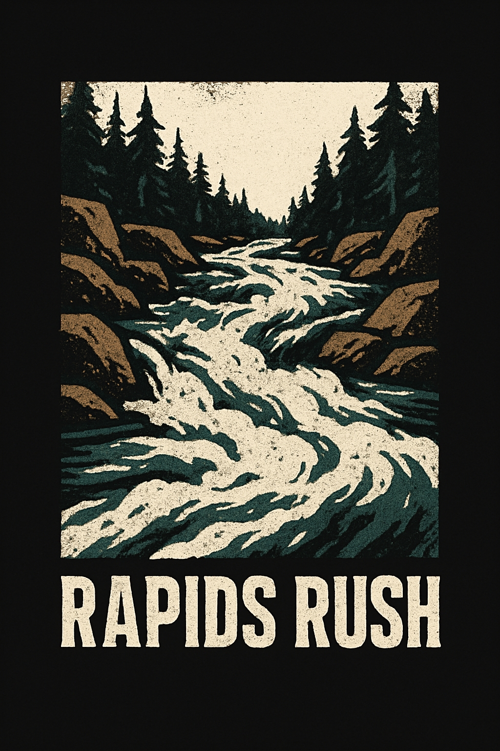 Vintage Rapids Rush Landscape Adventure T-Shirt