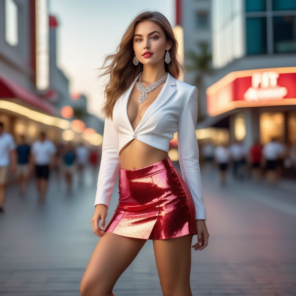 high heels and colorfull mini skirts beautiful tits women in the street