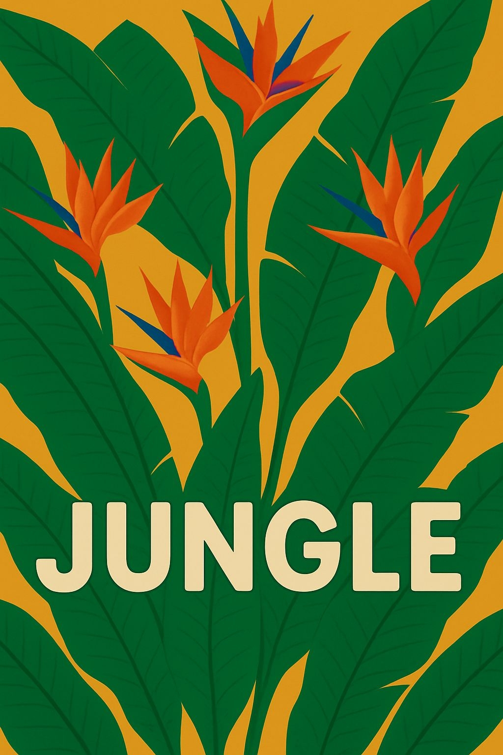Tropical Flora and Jungle Text Minimalist Illustration Poster