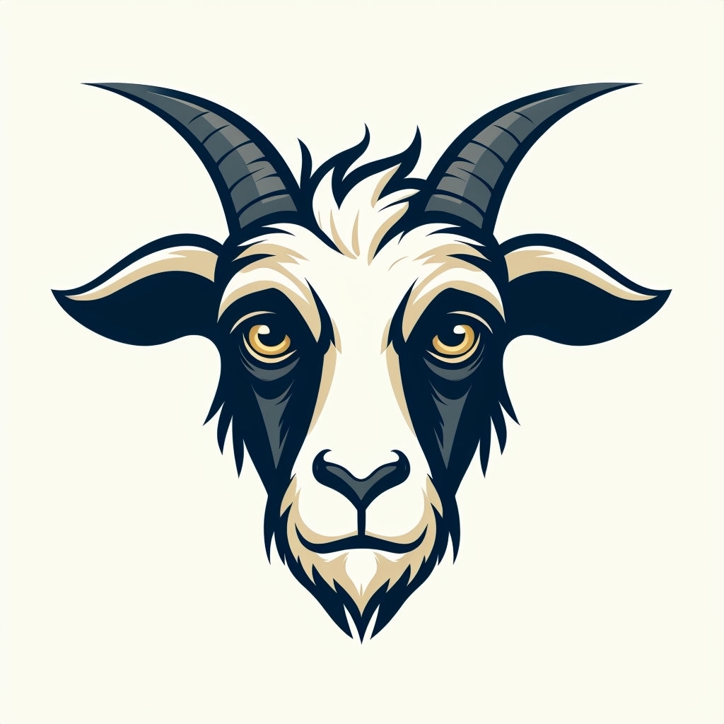 Melancholic Goat Face Vector Illustration Sticker